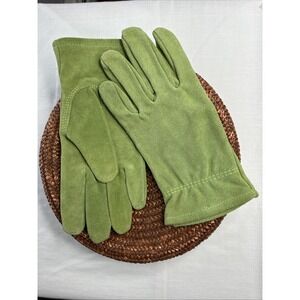 Wells Lamont Suede CowHide Leather Chartreuse  Gloves Women's Sz‎ Medium VTG